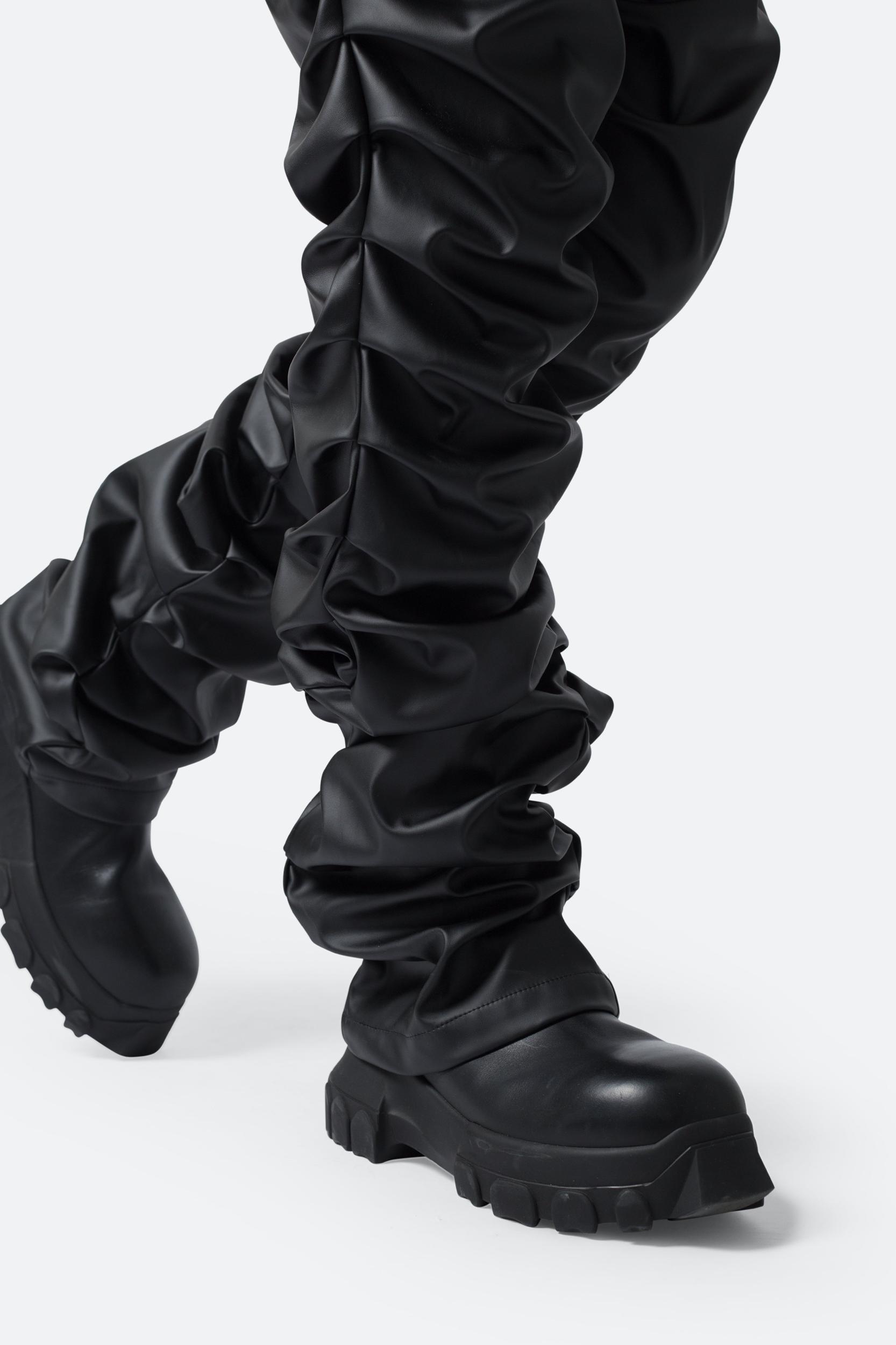 Stacked Leather Pants - Black Product Image