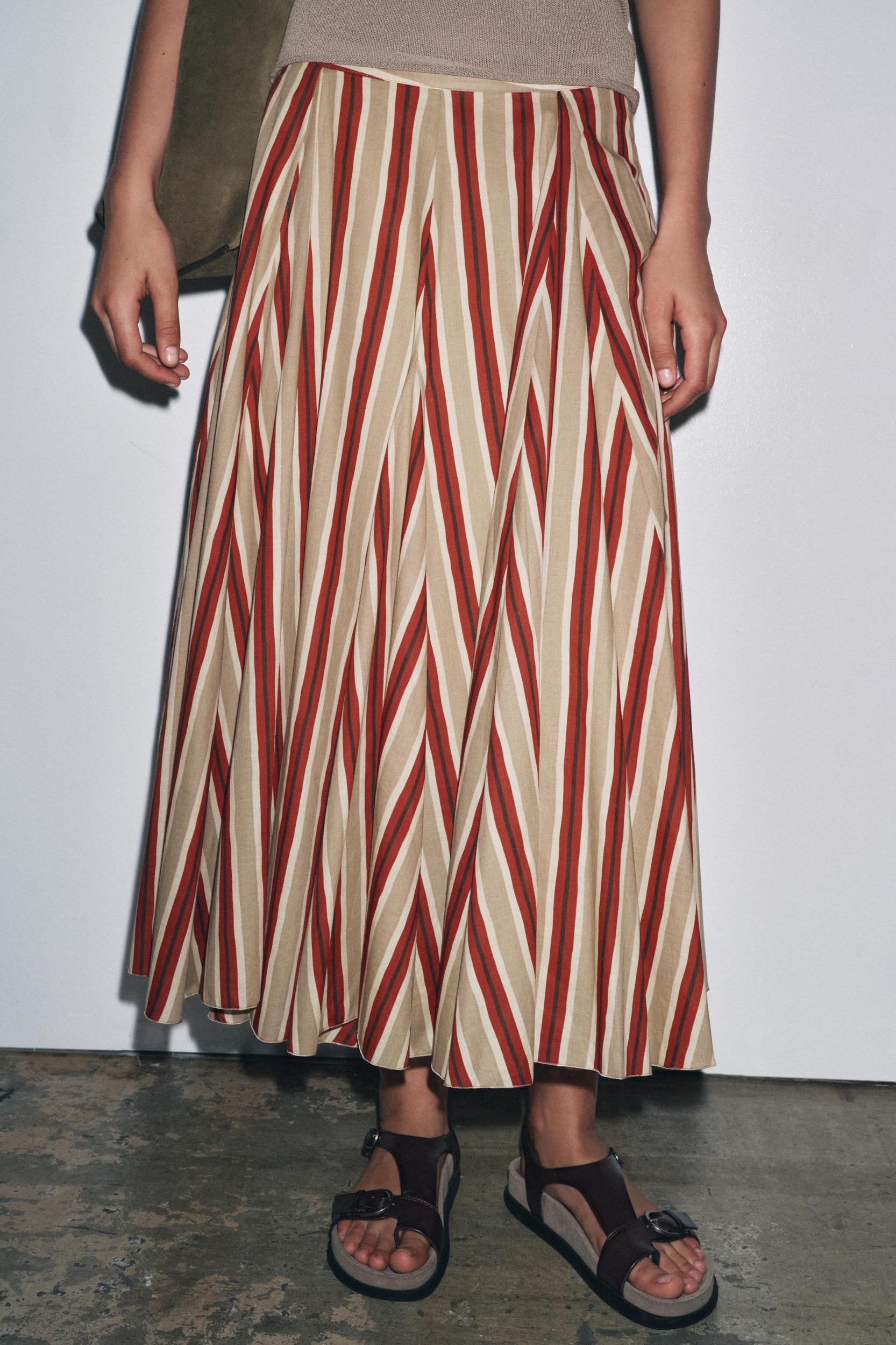 ZW COLLECTION STRIPED MIDI SKIRT Product Image
