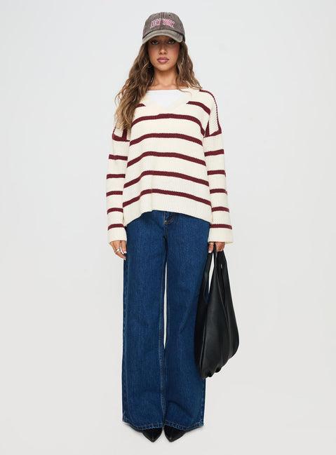 Forte Knit Sweater Red / Cream Product Image