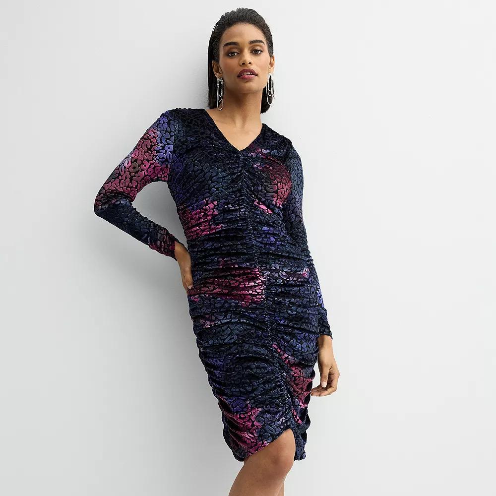 Women's Nicole Miller Animal Print Burn-Out Velvet Bodycon Dress,  Product Image