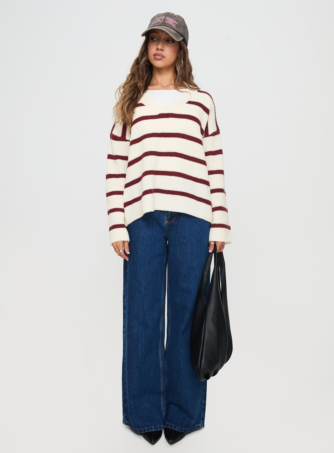 Forte Knit Sweater Red / Cream Product Image