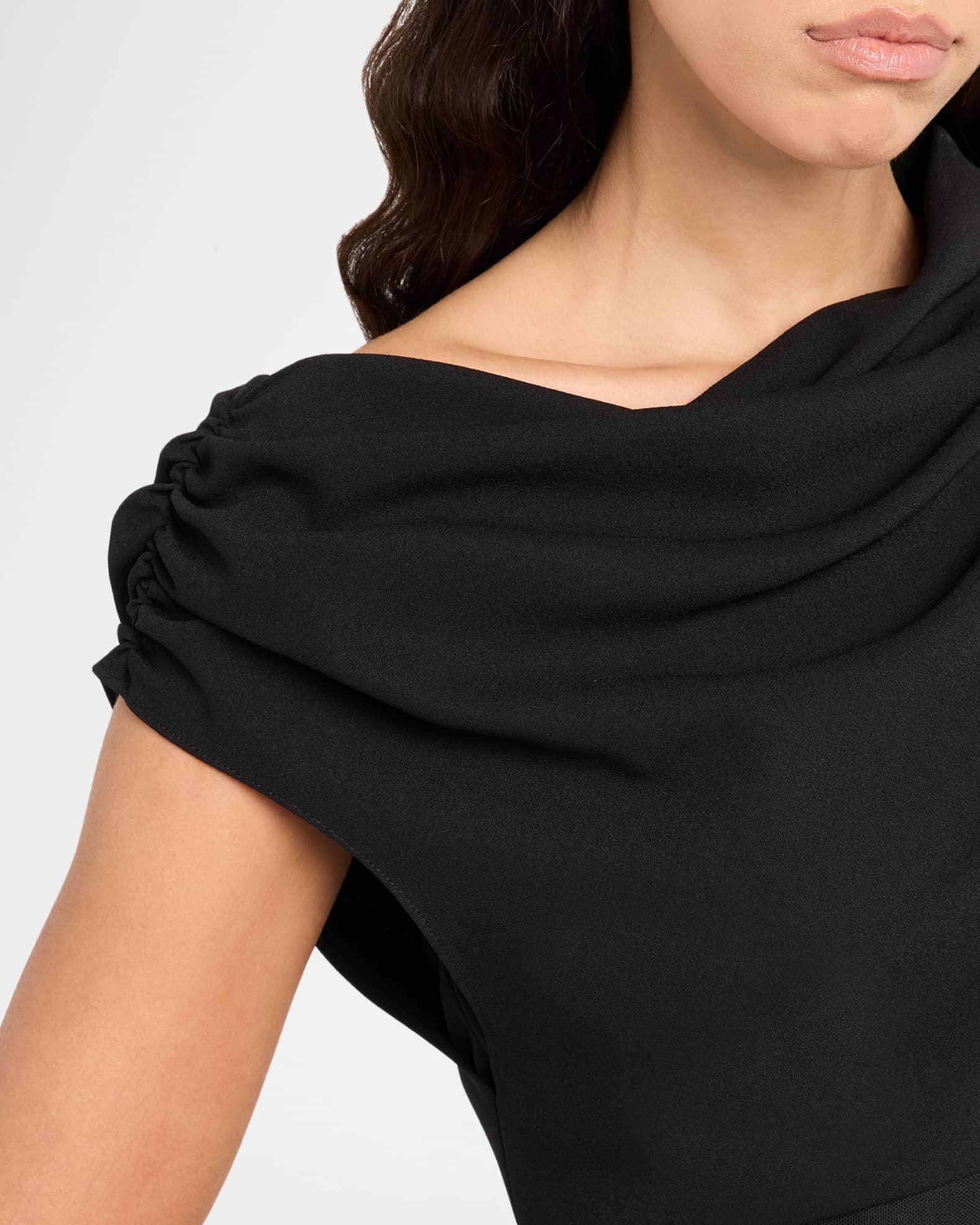 Draped One-Shoulder Jersey Knit Midi Dress Product Image