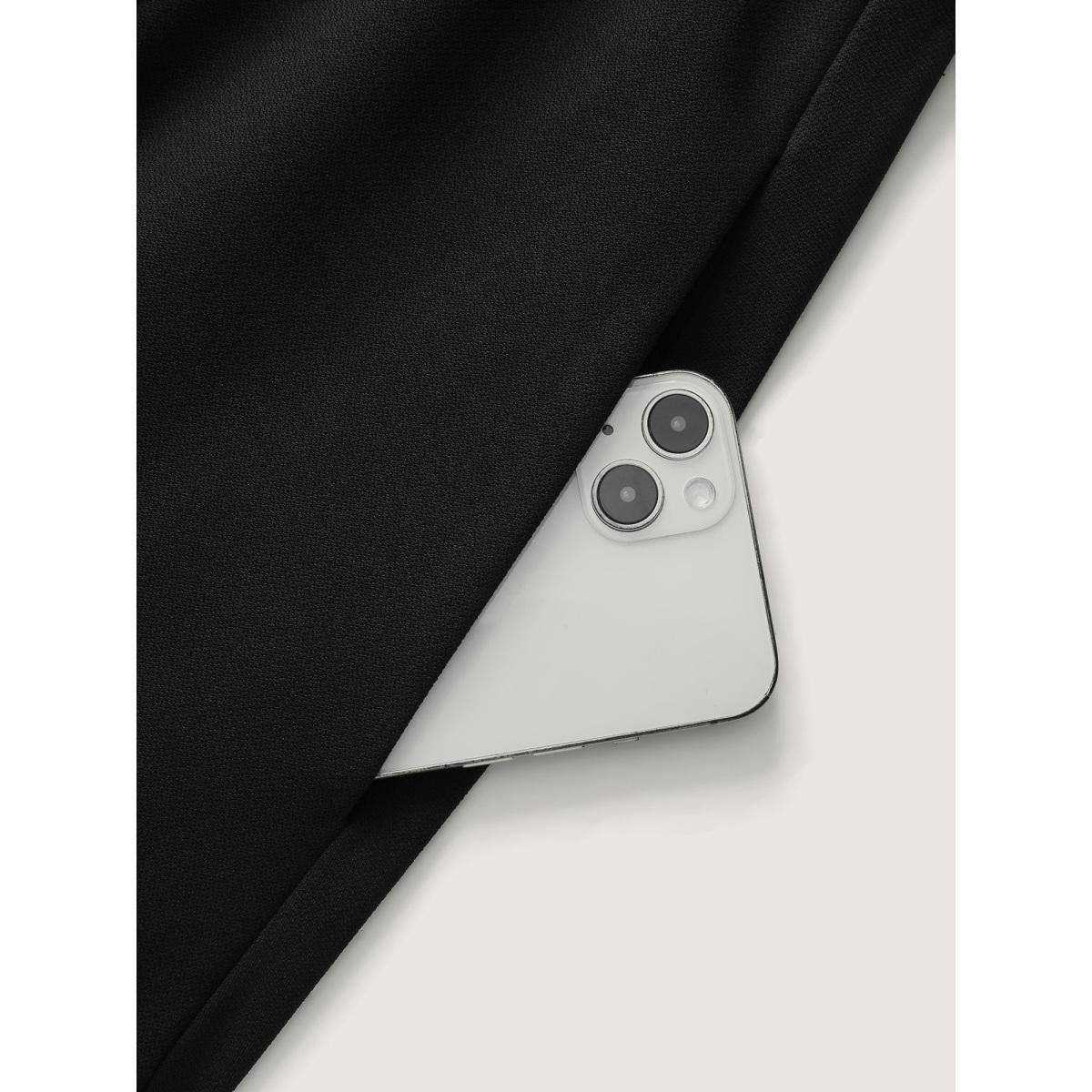 Plus Size Metal Buttons Side Pockets Midi Dress Black Women Timeless Asymmetrical Neck Sleeveless Curvy BloomChic 22-24/3X Product Image