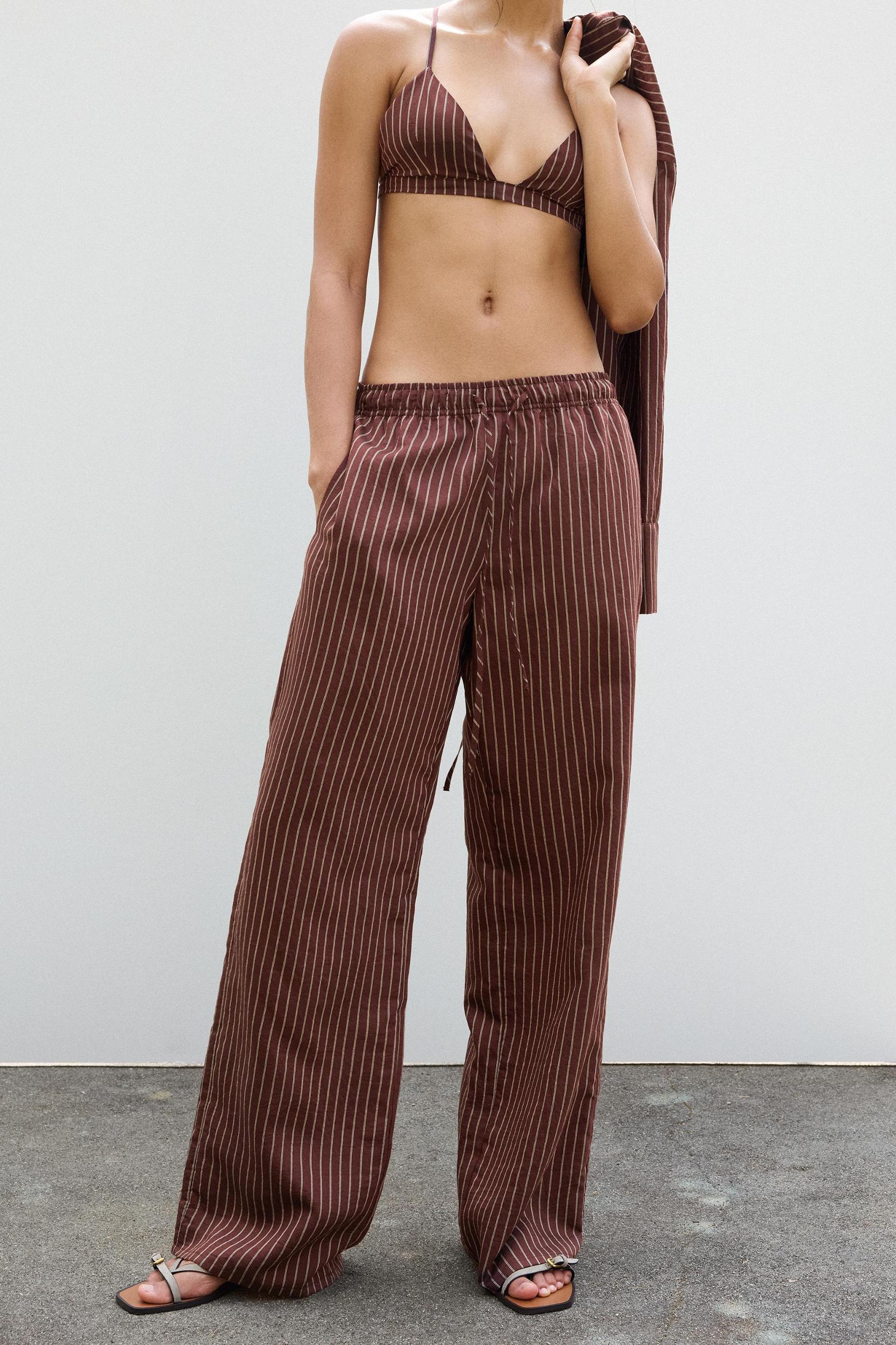 Striped pajama-style pants Product Image
