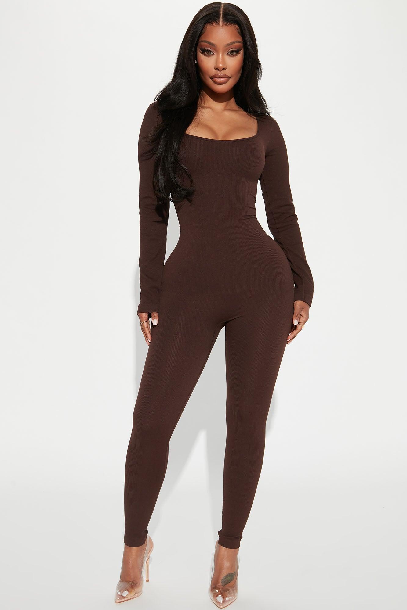Serena Seamless Jumpsuit - Chocolate Product Image