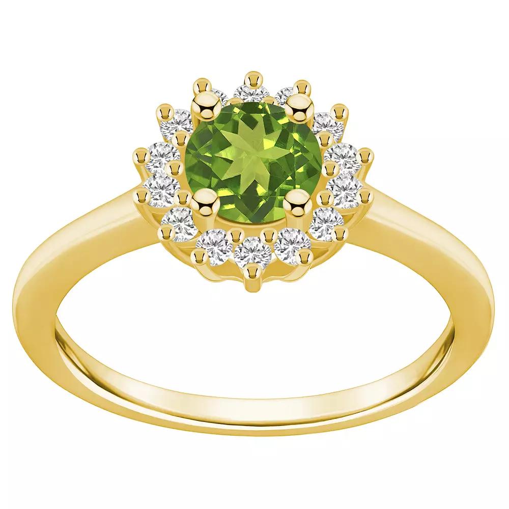 Alyson Layne 14k Gold Peridot & 1/4 Carat T.W. Diamond Halo Ring, Women's, Size: 10, Green Product Image