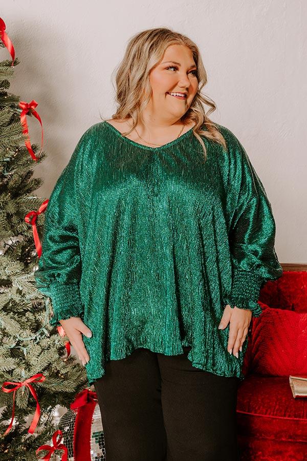 Evergreen Elegance Metallic Oversized Top Curves Product Image