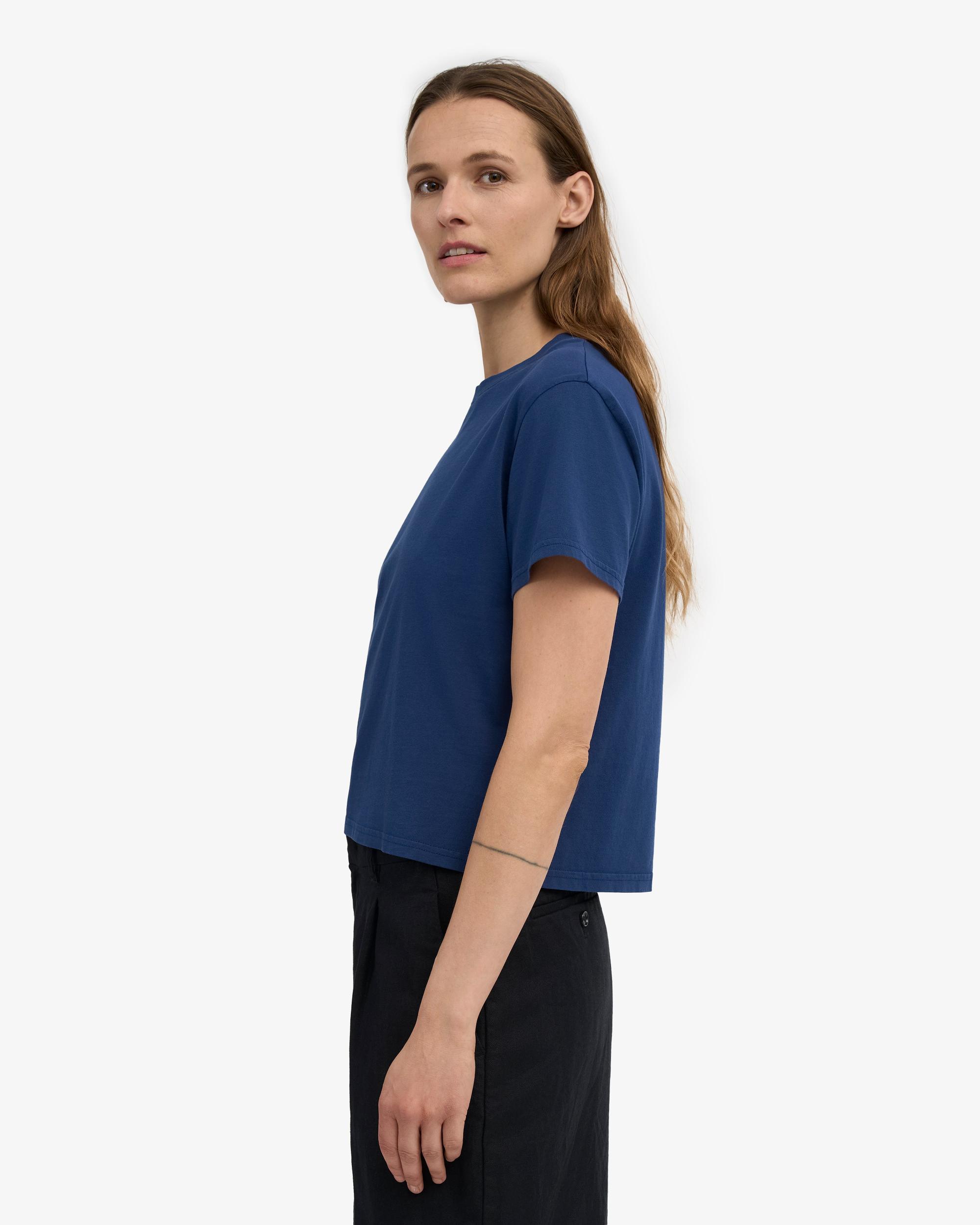 Organic Boxy Crop Tee - Petrol Blue Product Image