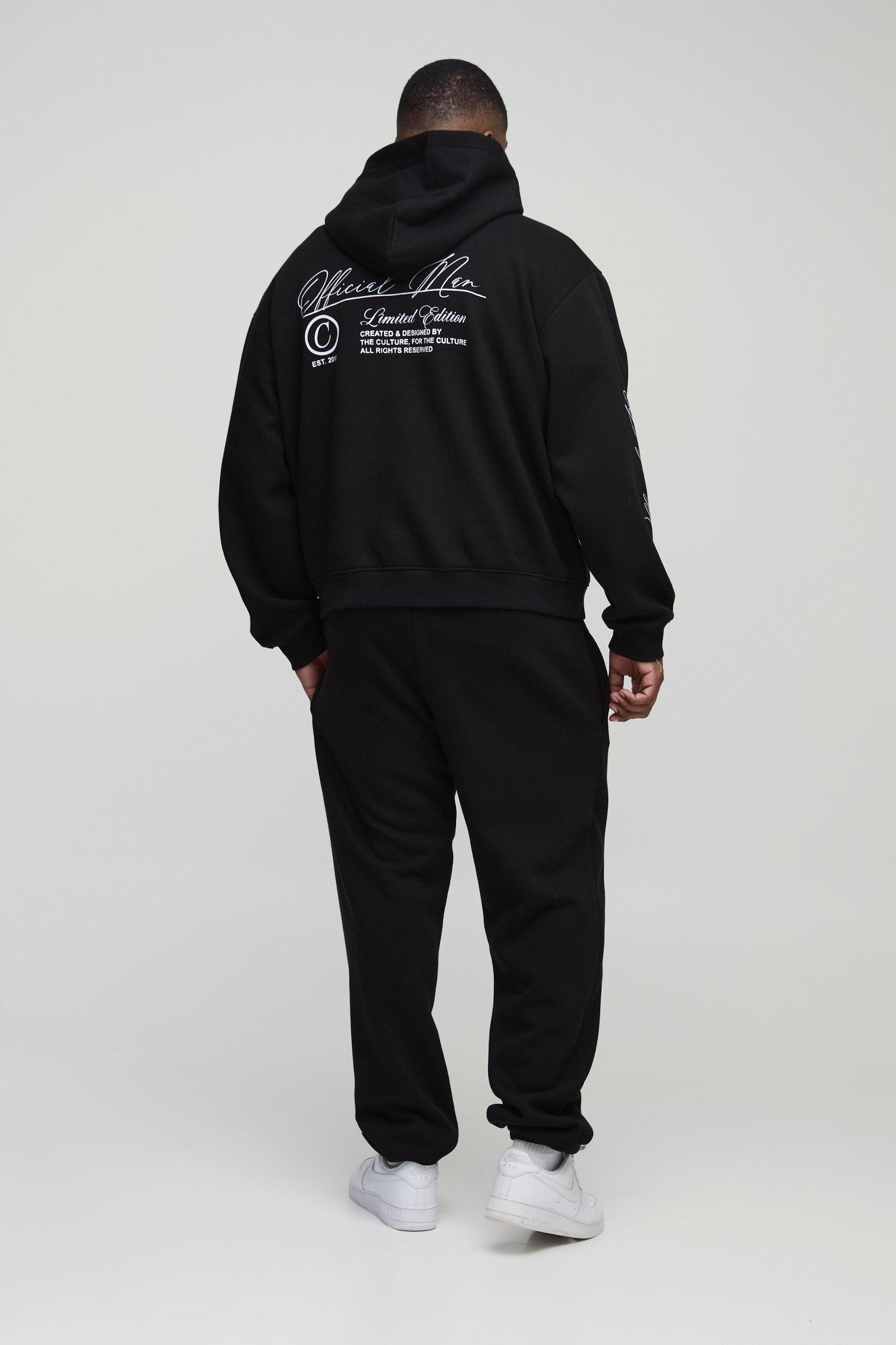 Plus Oversized Boxy Official Man Zip Hooded Tracksuit | boohooMAN USA Product Image