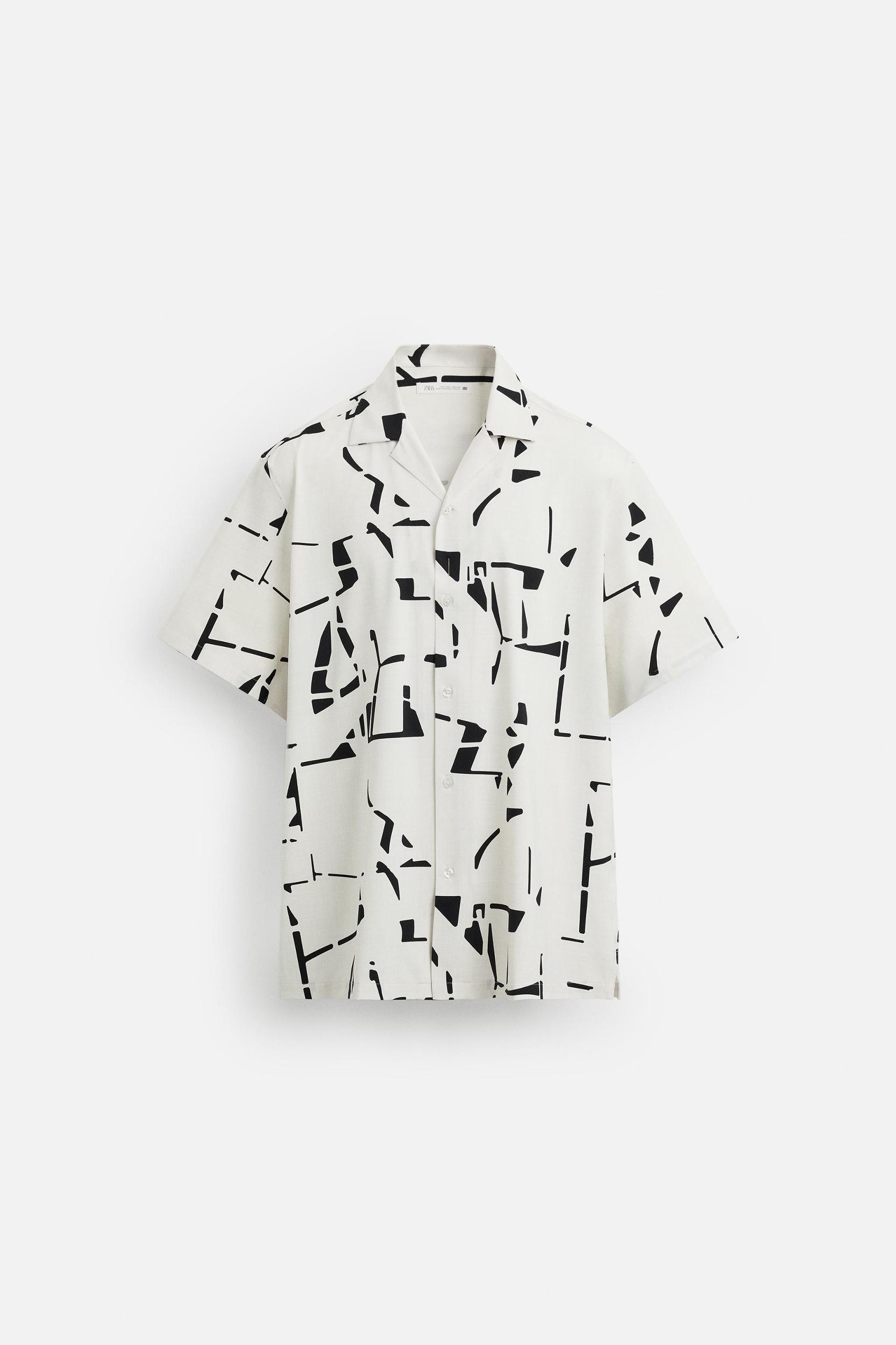 ABSTRACT PRINT STRETCH SHIRT Product Image