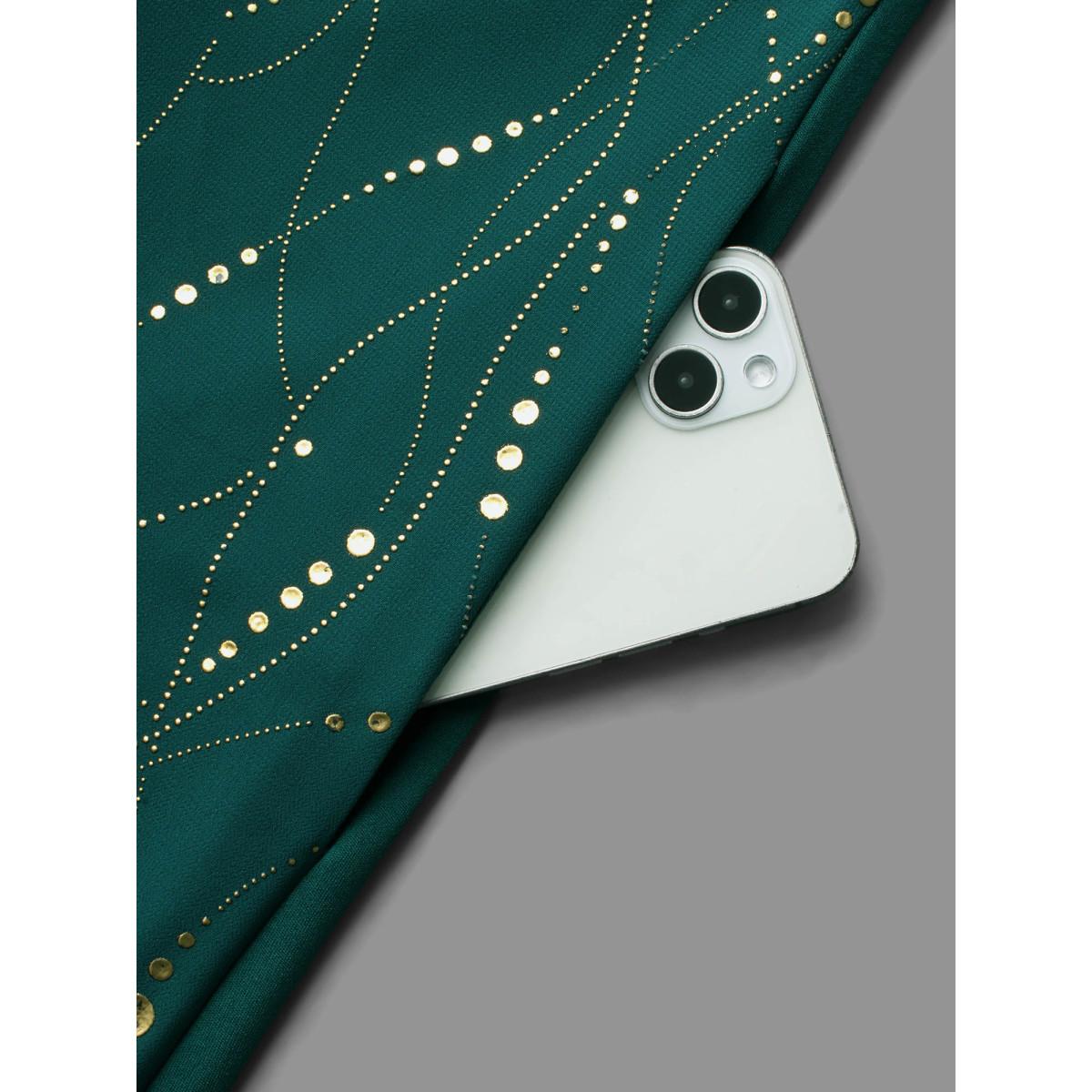 Plus Size Glitter 2-In-1 Layered Dress DarkGreen Women Cocktail Overlapping Party Curvy Bloomchic 26/4X Product Image