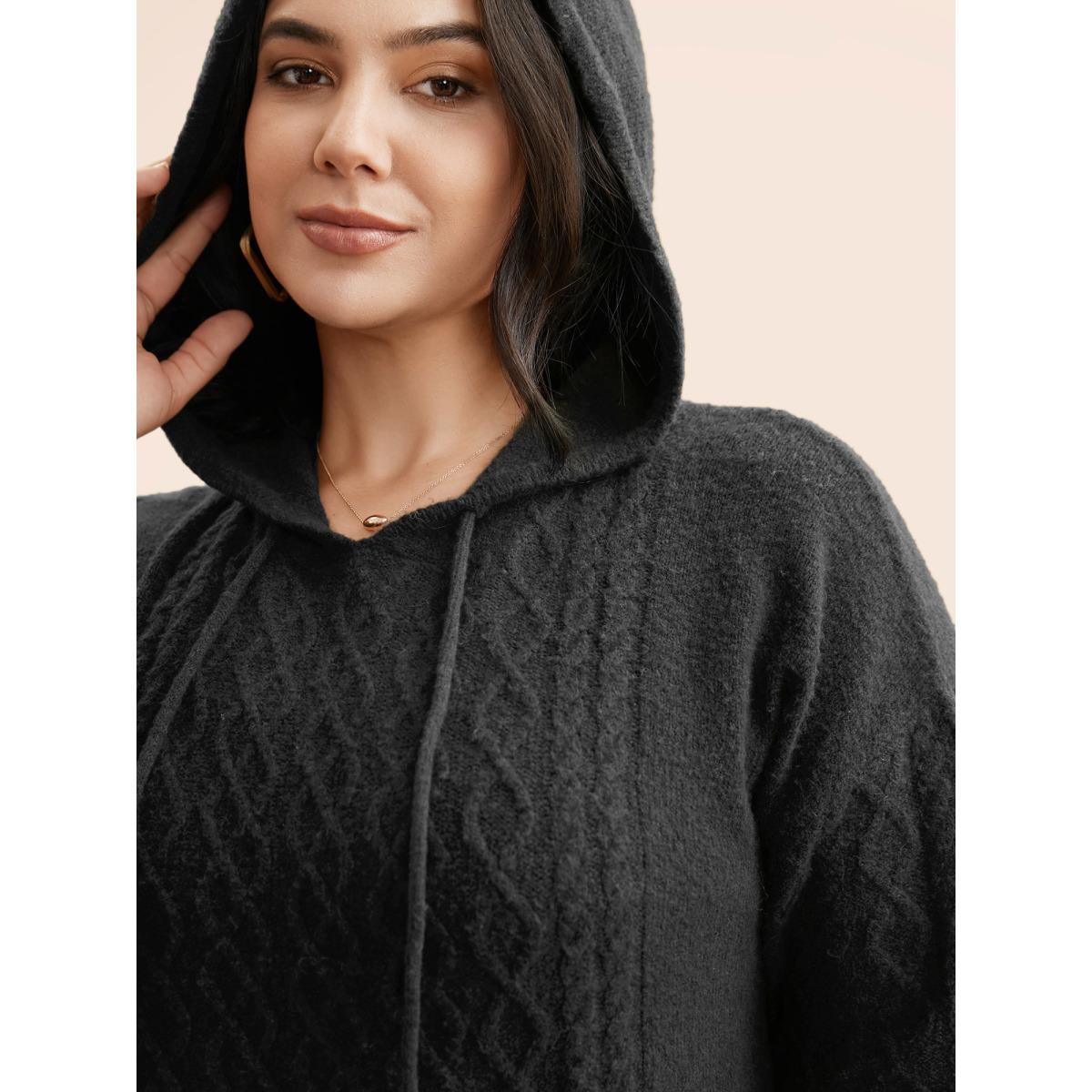 Plus Size Airy Cozy Hooded Pullover DimGray Women Casual Loose Long Sleeve Hooded Everyday Pullovers BloomChic 26/4X Product Image