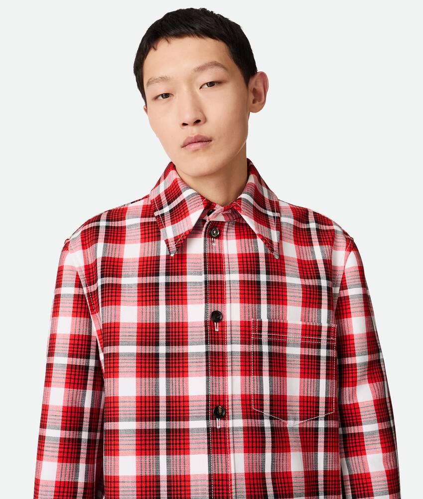 Men's Structured Cotton Check Overshirt in Tomato/chalk/black Product Image