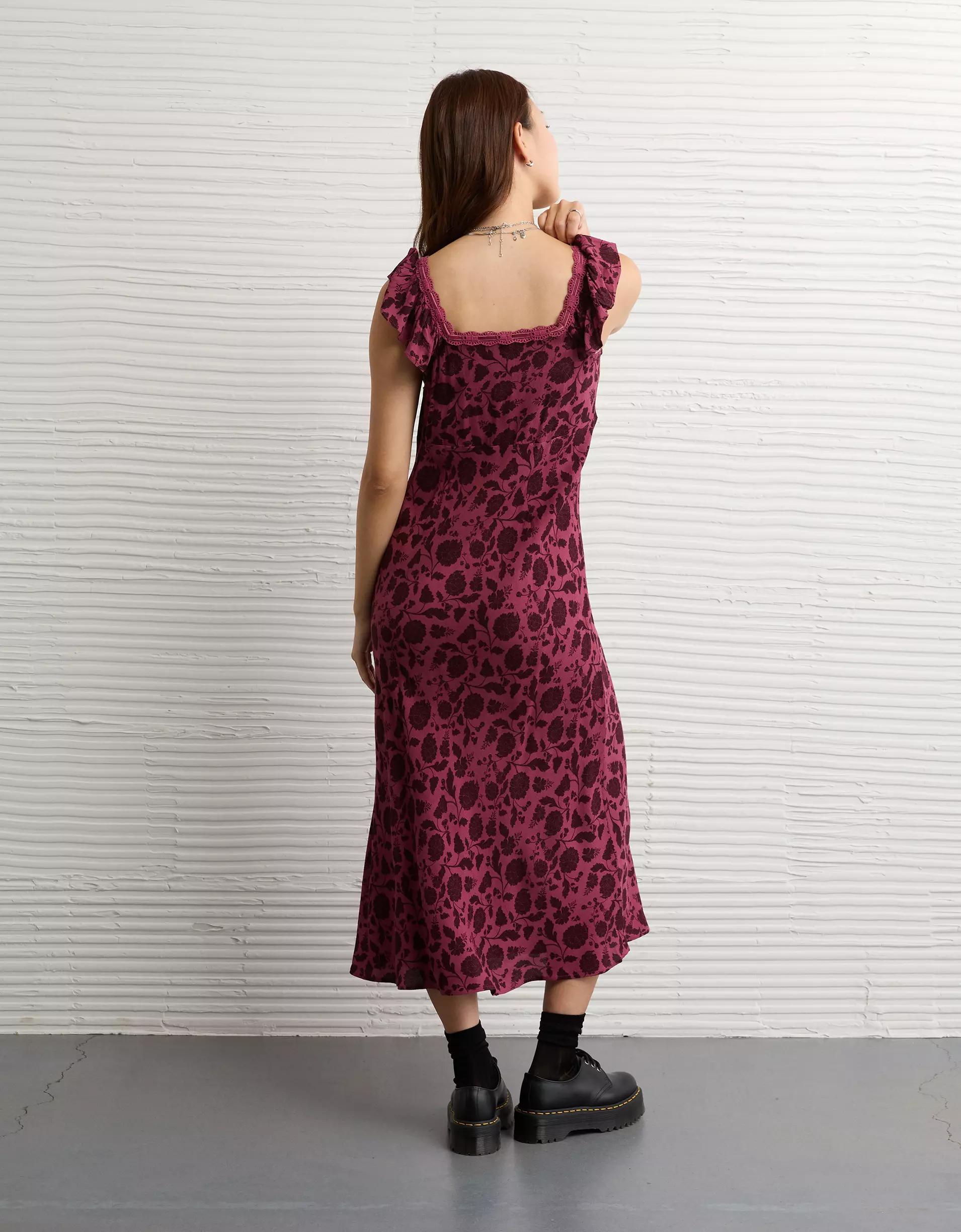 AE Lace Trim Midi Dress Product Image