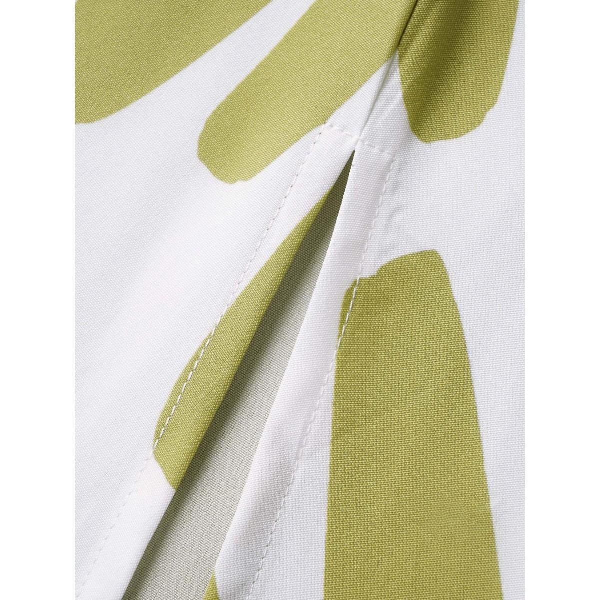 Plus Size Notched Striped Elastic Waist Split Hem Midi Dress Moss Women At the Office Belted Shirt collar Cap Sleeve Curvy BloomChic 12/L Product Image