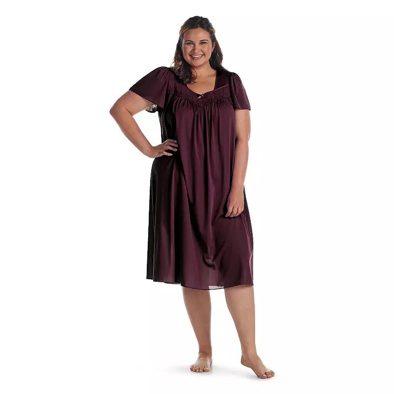 Plus Size Miss Elaine Essentials Long Tricot Nightgown, Womens Product Image
