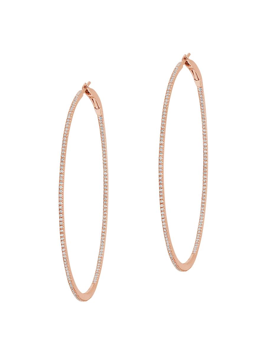 Womens Graphique 18K Rose Gold & Diamond Large Hoop Earrings Product Image