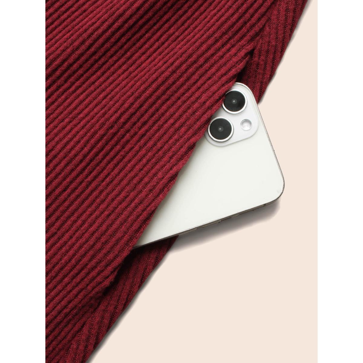 Plus Size Turtleneck Belted High Stretch Knit Dress Burgundy Women Casual Texture Knit Dresses Bloomchic 22-24/3X Product Image