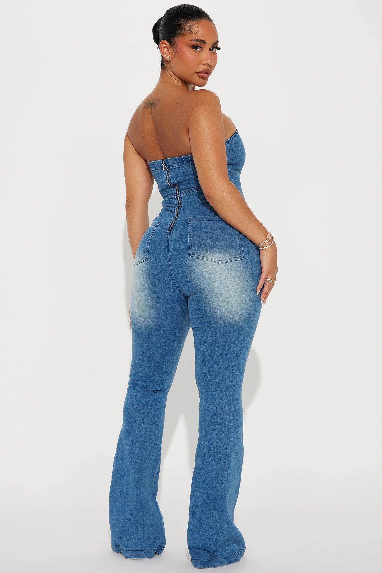 Nash Bash Denim Jumpsuit - Medium Wash Product Image