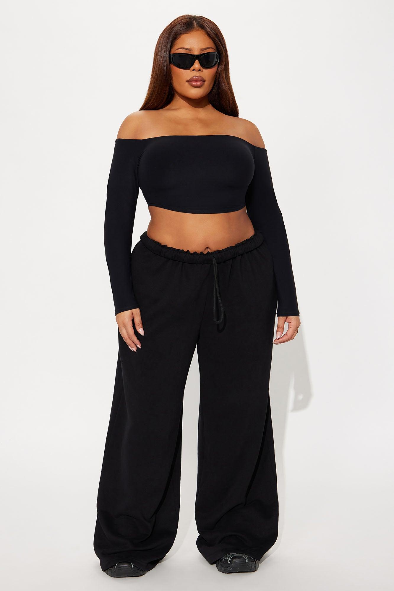 Second Skin Off Shoulder Cropped Top - Black Female Product Image