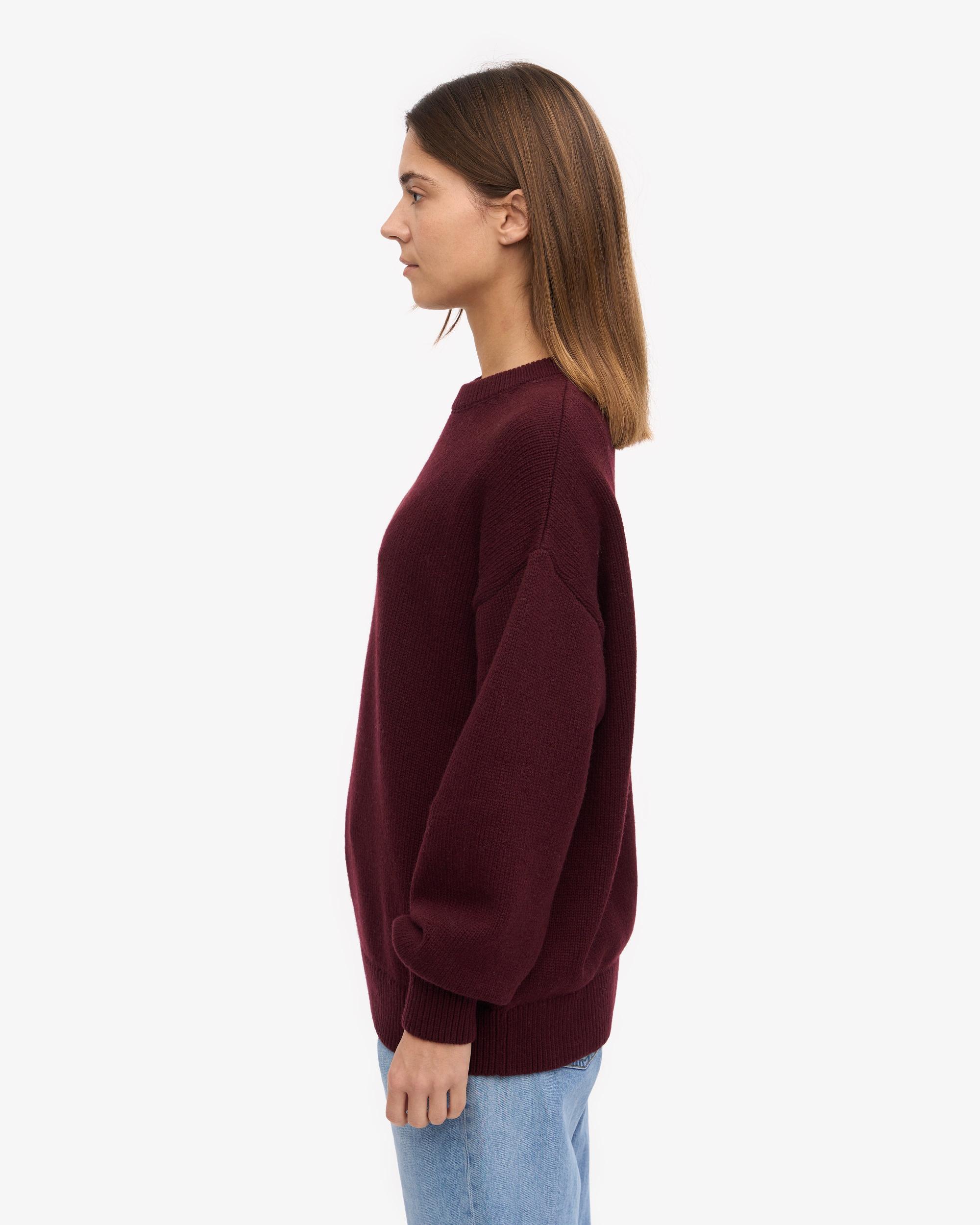 Oversized Merino Wool Crew - Oxblood Red Product Image