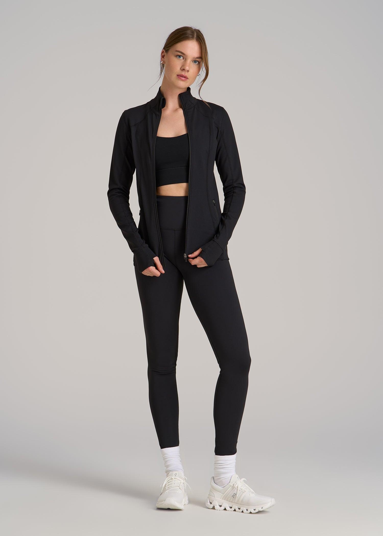 Women's Athletic Zip-Up Jacket for Tall Women in Black Female Product Image