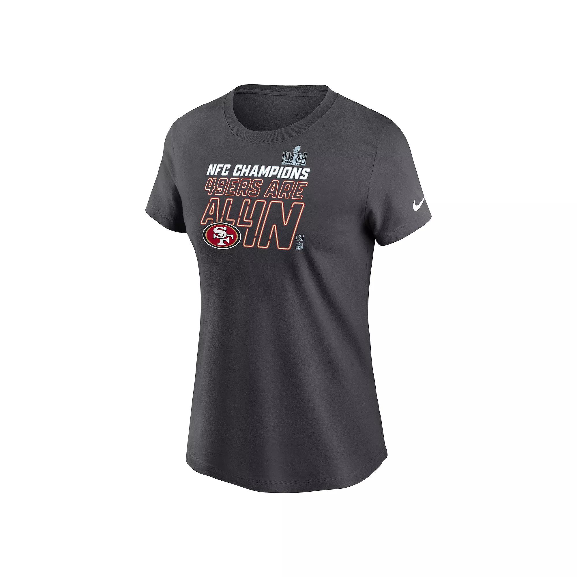 Women's Nike San Francisco 49ers 2023 NFL Conference Champions Trophy Short Sleeve Tee, Size: XXL, Anth Product Image
