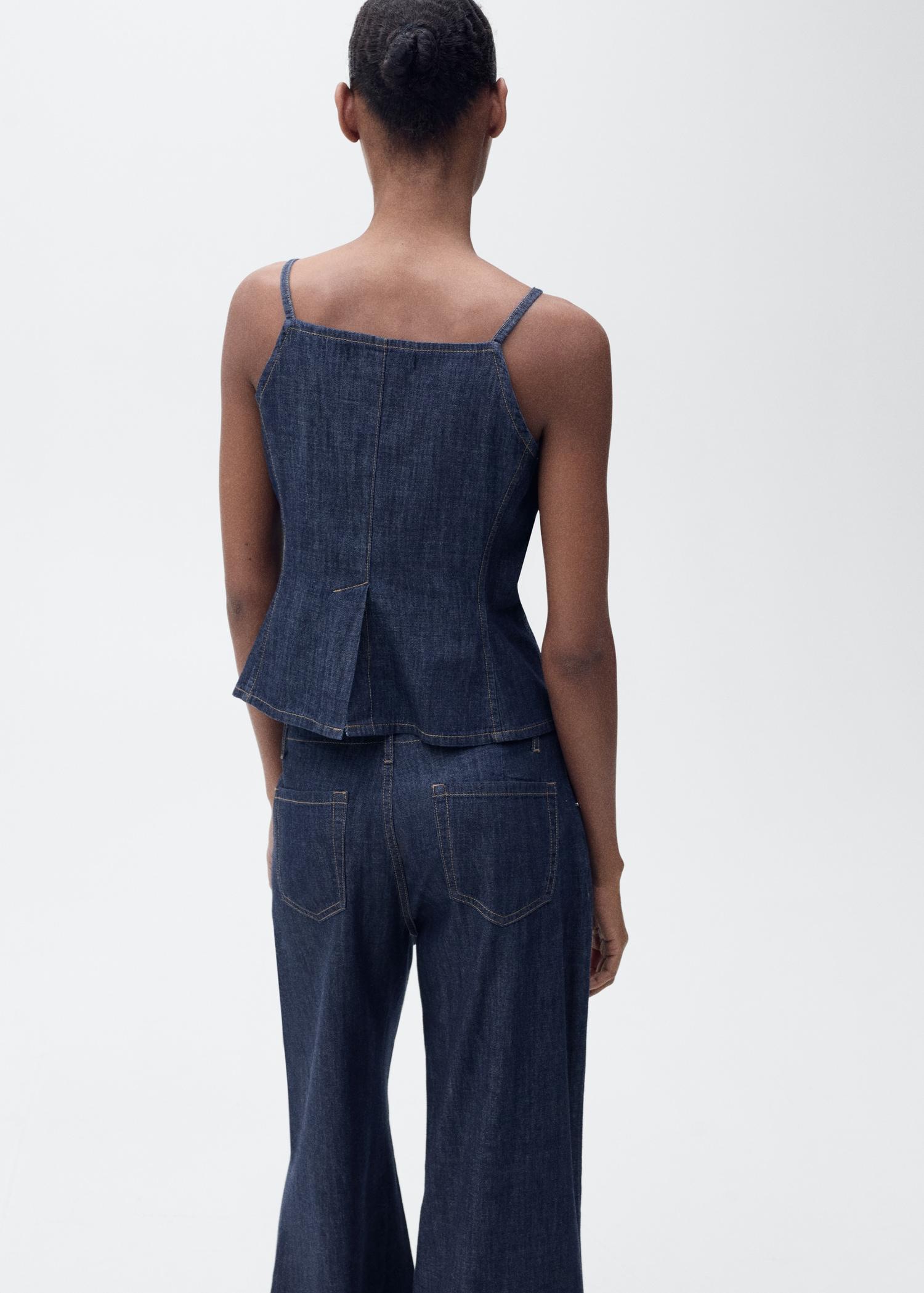 Buttoned denim top - Women | MANGO USA Product Image