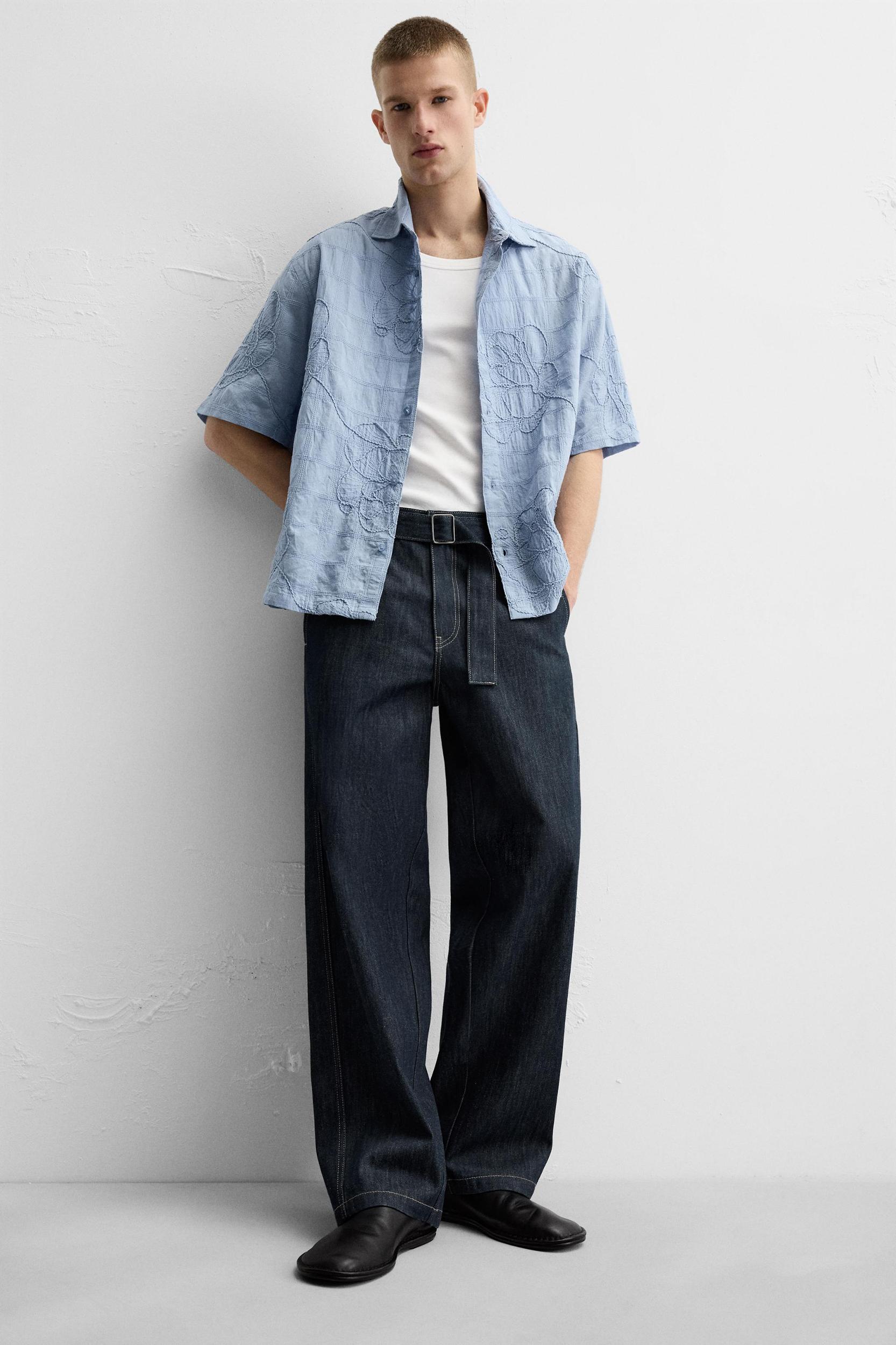 STRAIGHT FIT BELTED JEANS Product Image