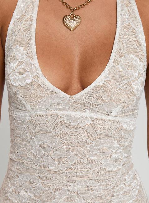 Sonella Lace Halter Mini Dress White Petite Product Image