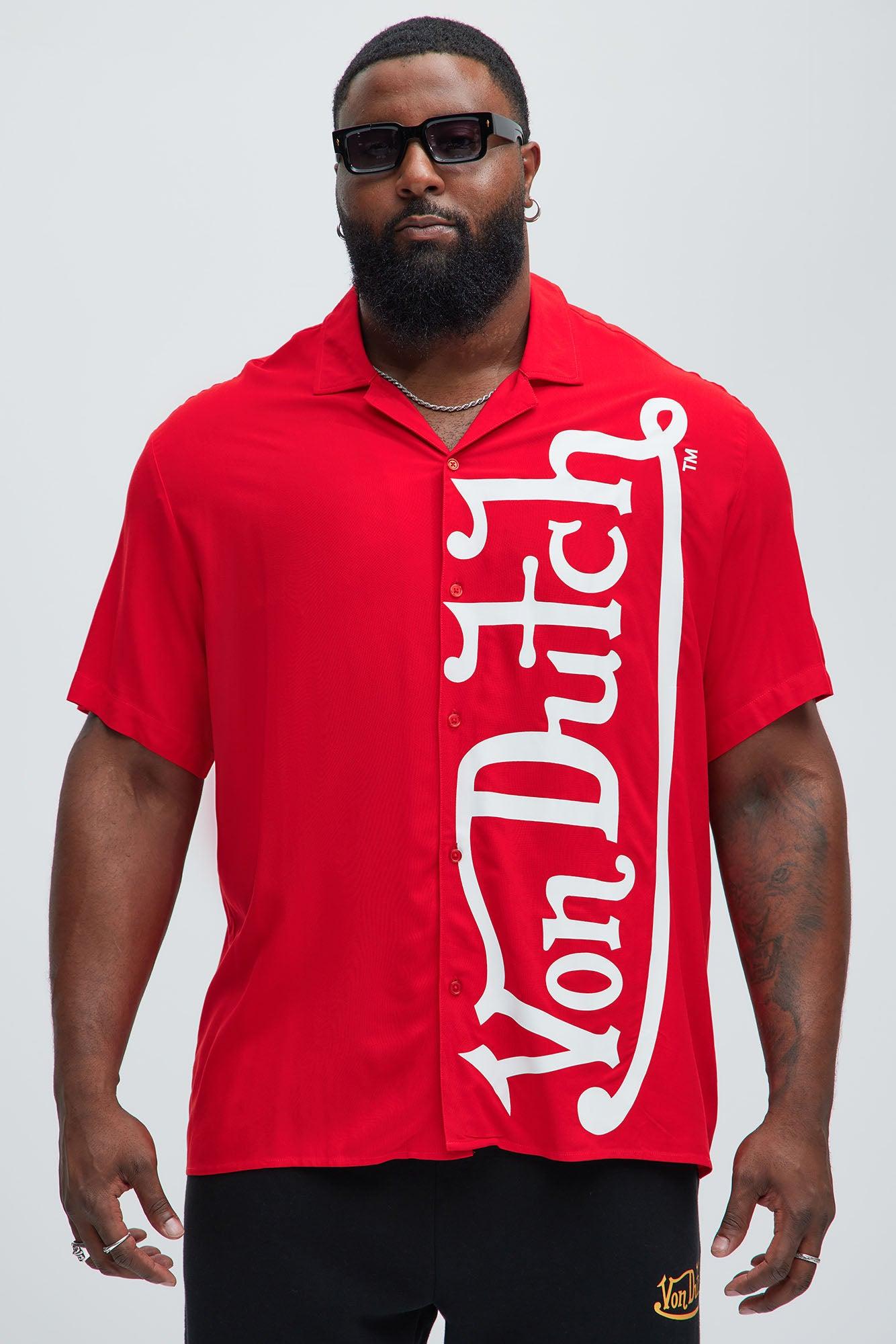 Von Dutch Oversized White Font Shirt - Red Product Image