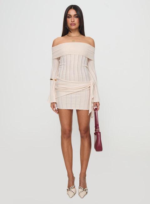 Oalie Off The Shoulder Mini Dress Cream Product Image