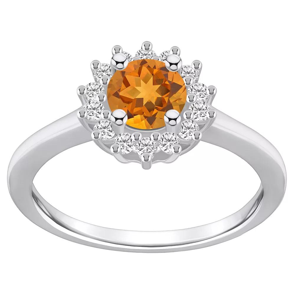 Alyson Layne 14k Gold Citine & 1/4 Carat T.W. Diamond Halo Ring, Womens Orange Product Image
