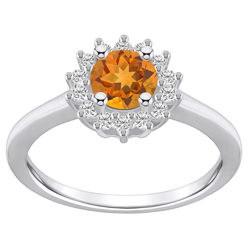 Alyson Layne 14k Gold Citine & 1/4 Carat T.W. Diamond Halo Ring, Womens Orange Product Image