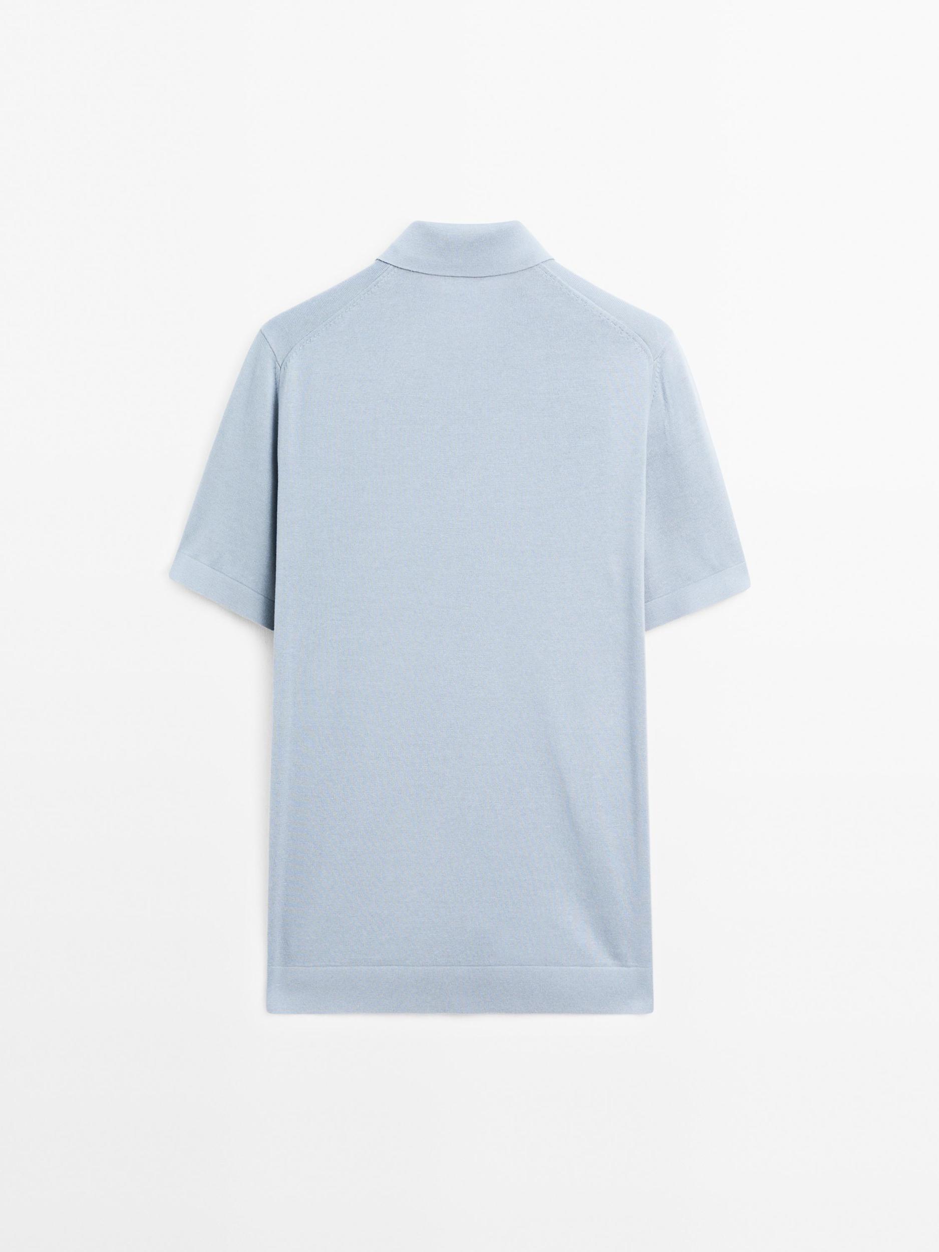 Cotton knit quarter-zip polo shirt Product Image