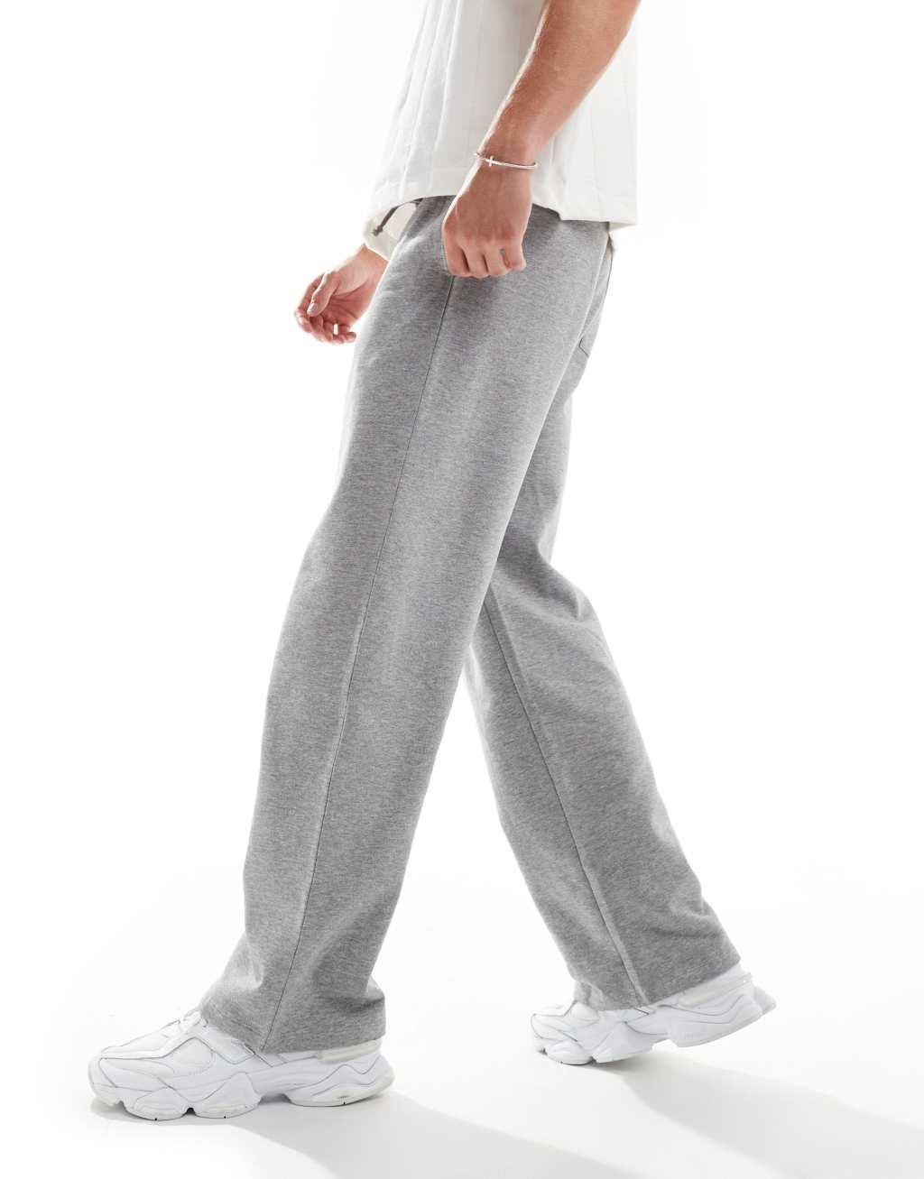 ASOS DESIGN essential wide leg joggers in heather gray Product Image