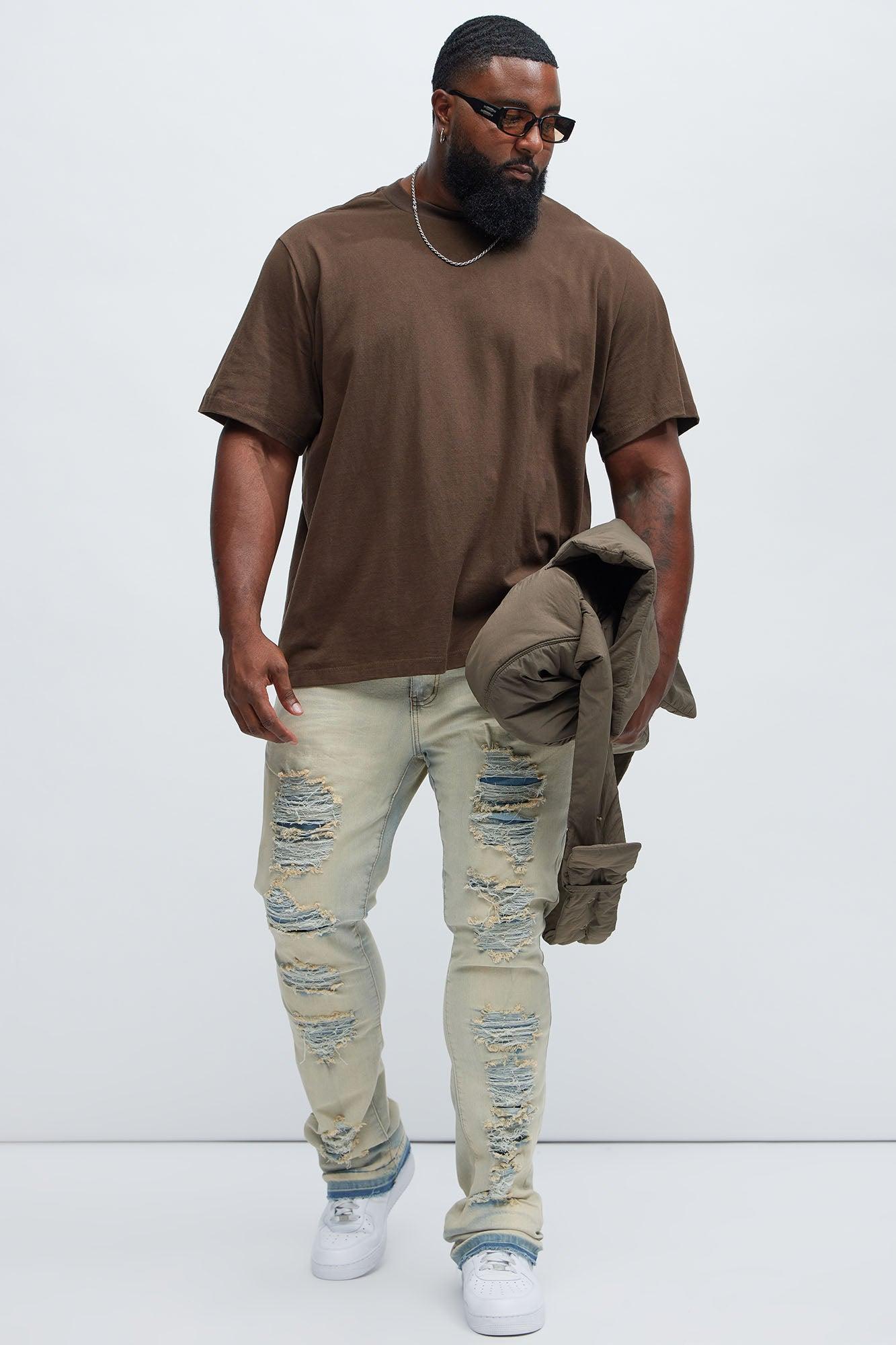 Plan Ahead Ripped Stacked Skinny Flare Jeans - Light Wash Product Image