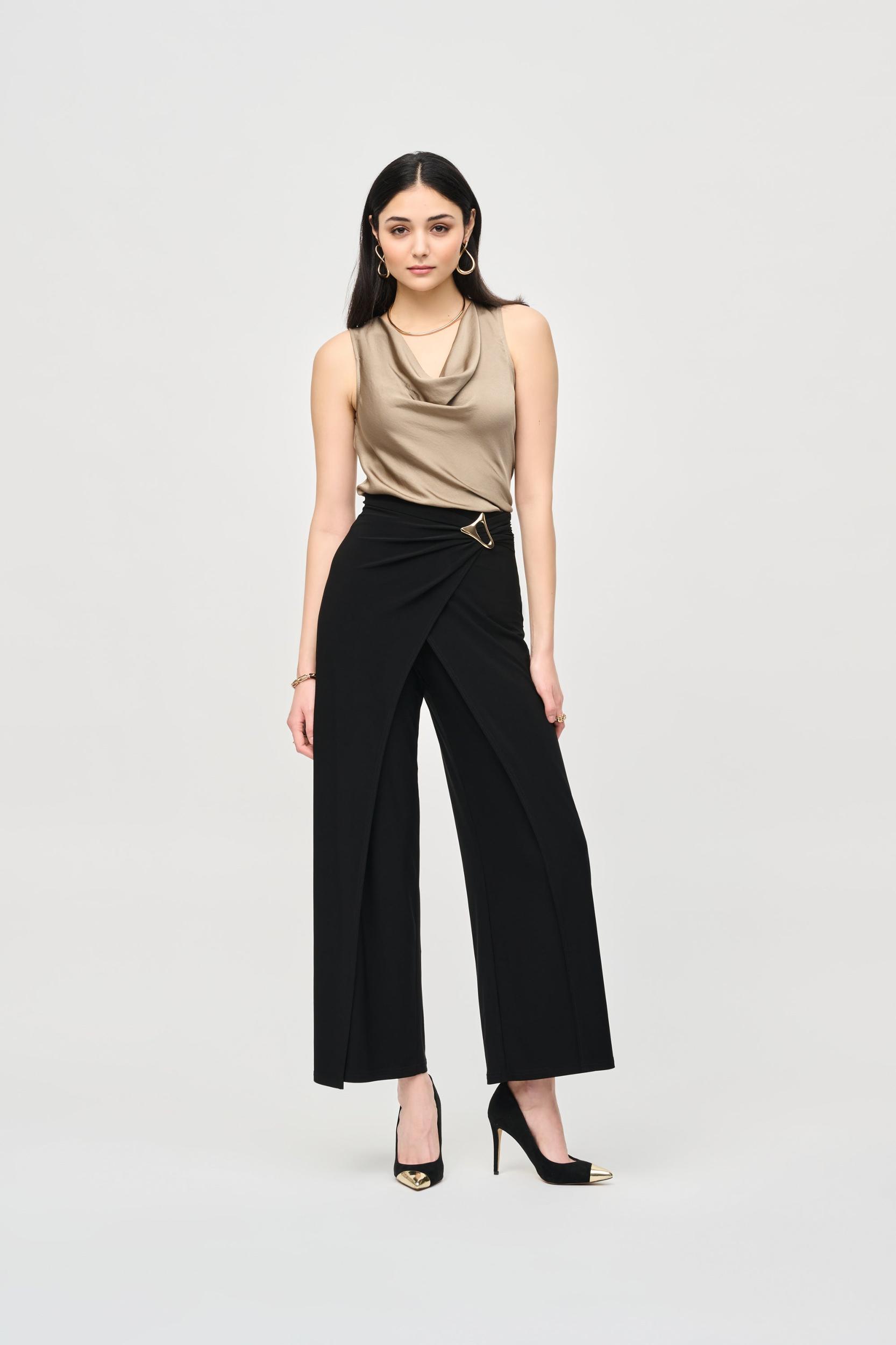 Silky Knit Wide-Leg Wrap Pants Product Image
