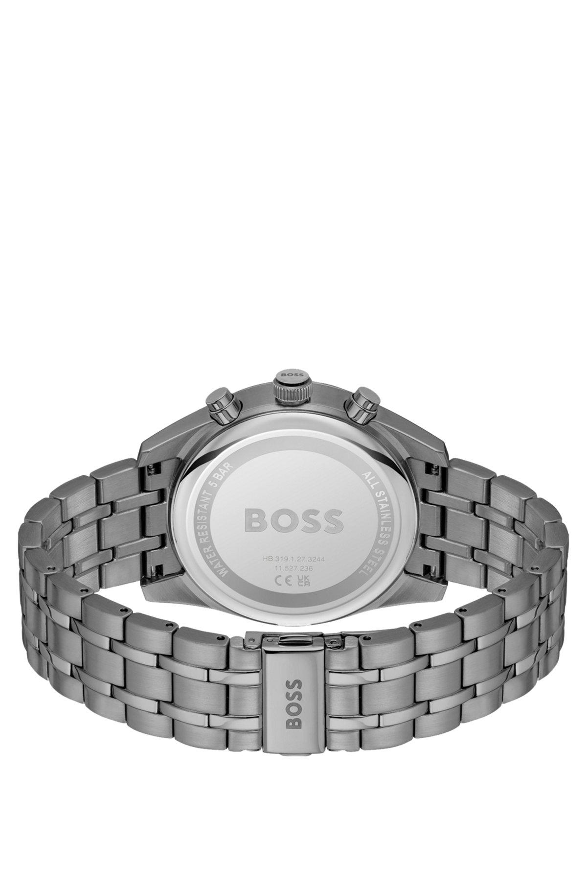 BOSS - Gray-plated chronograph watch with gold-tone details Product Image
