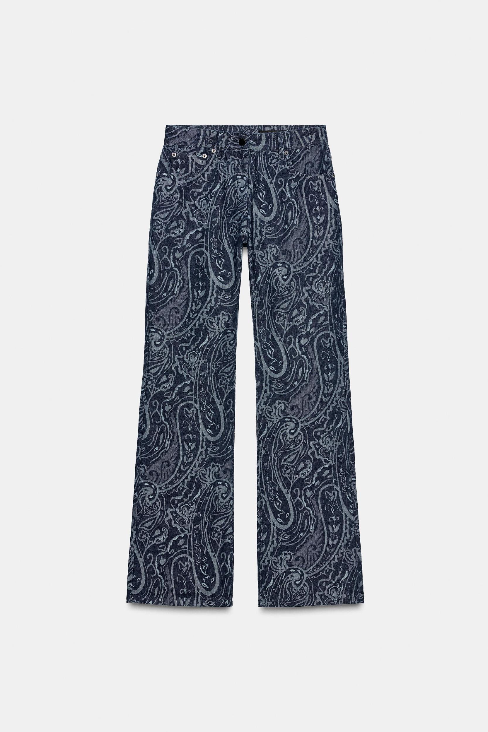 JACQUARD DENIM PANTS ZW COLLECTION Product Image