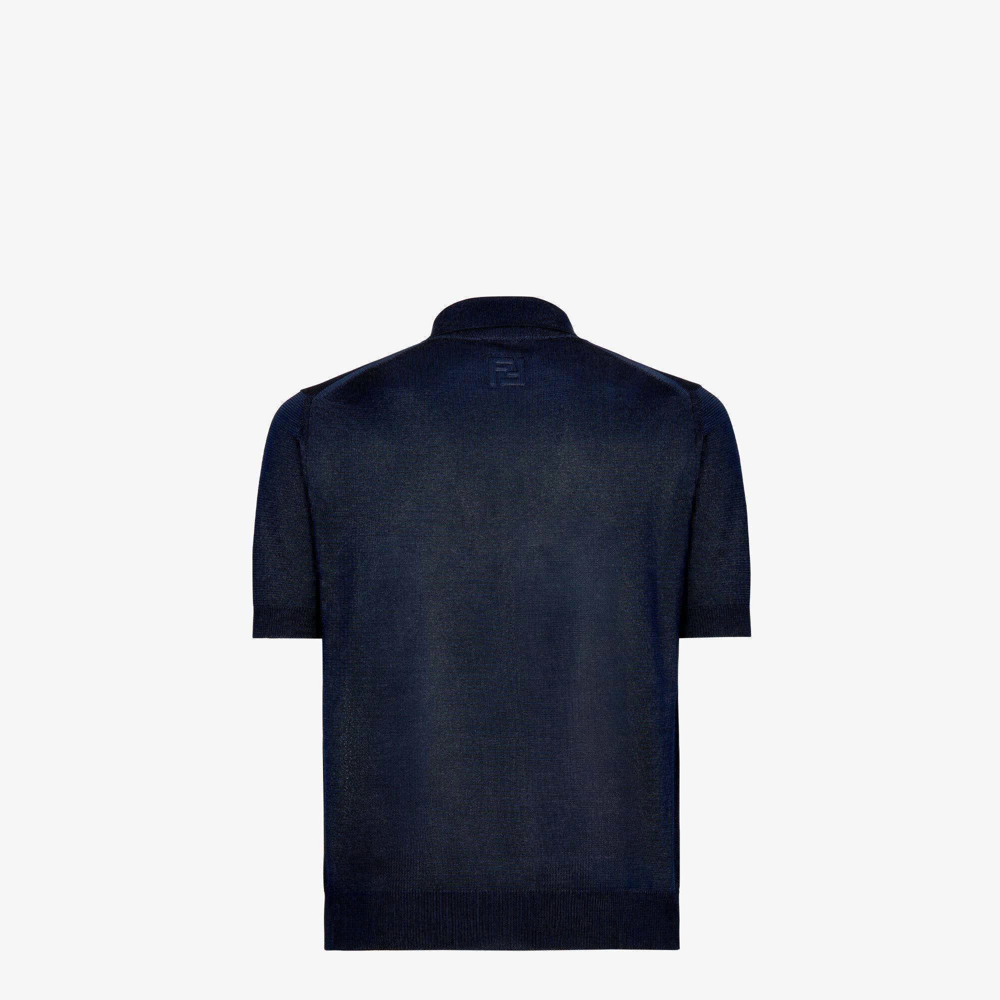 Polo shirtBlue viscose polo shirt Product Image