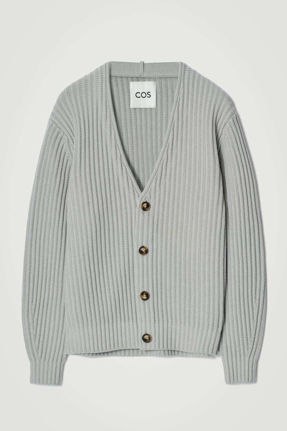 CHUNKY V-NECK SILK-COTTON CARDIGAN Product Image