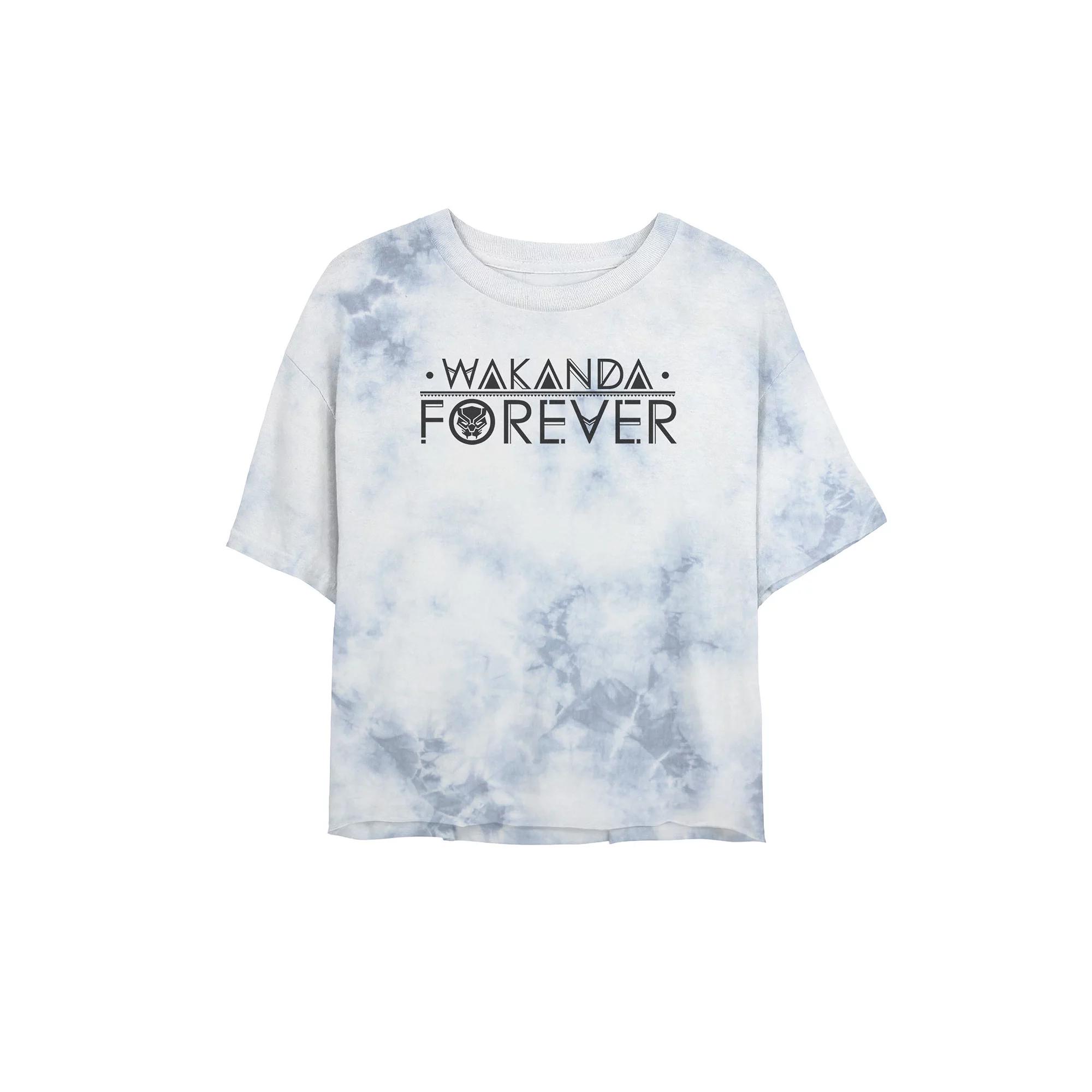 Juniors' Marvel Black Panther "Wakanda Forever" Chest Tee, Women's, Size: XL, White Blue Product Image