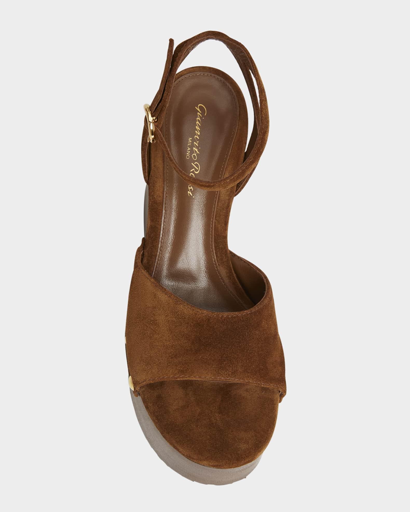 Suede Ankle-Strap Platform Sandals Product Image