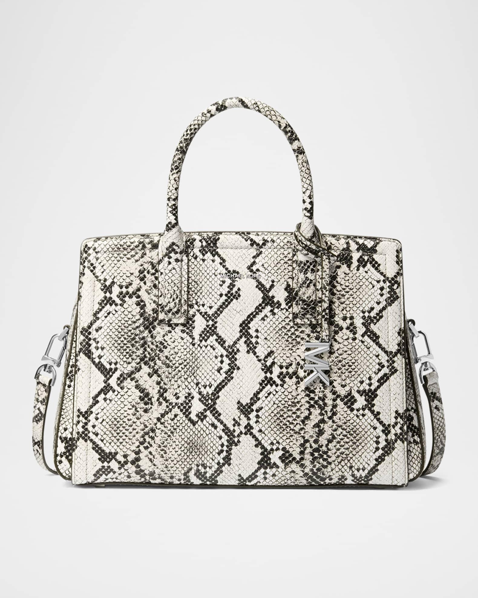 Laila Medium Snake-Print Leather Satchel Bag Product Image