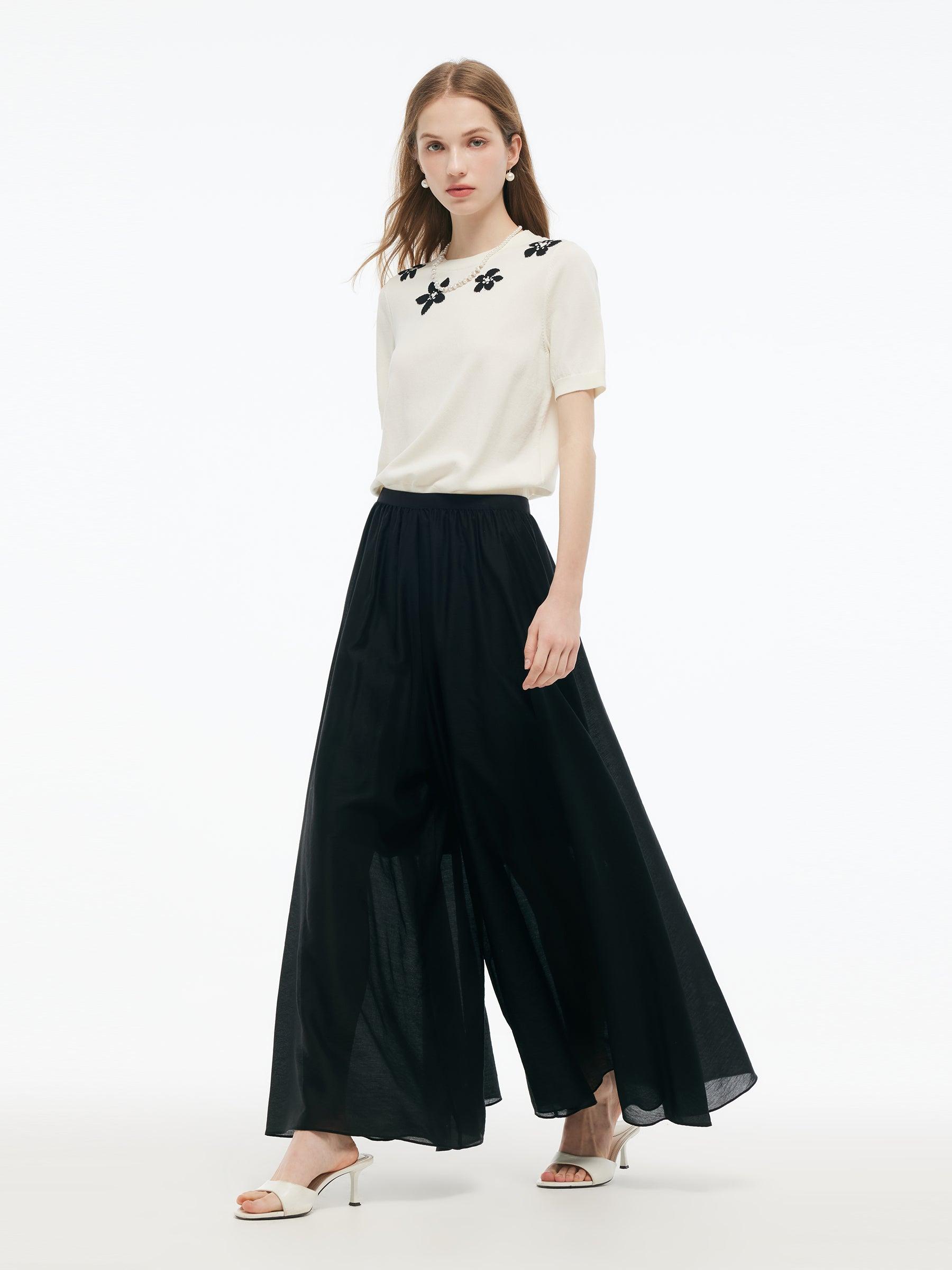 Tencel Blend Elastic Waist Women Culottes Product Image