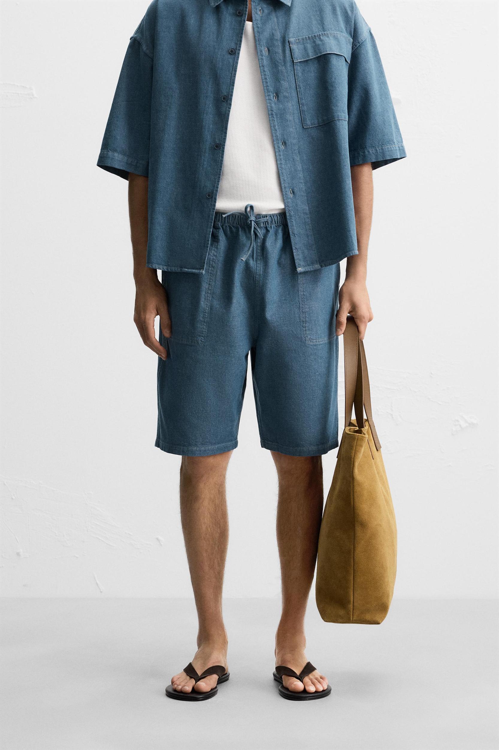 RELAXED FIT DENIM SHORTS Product Image