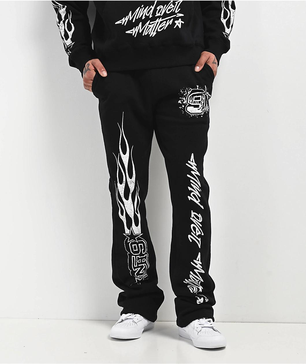 Ninth Hall Crosses Grey Wash Stacked Flare Sweatpants Product Image