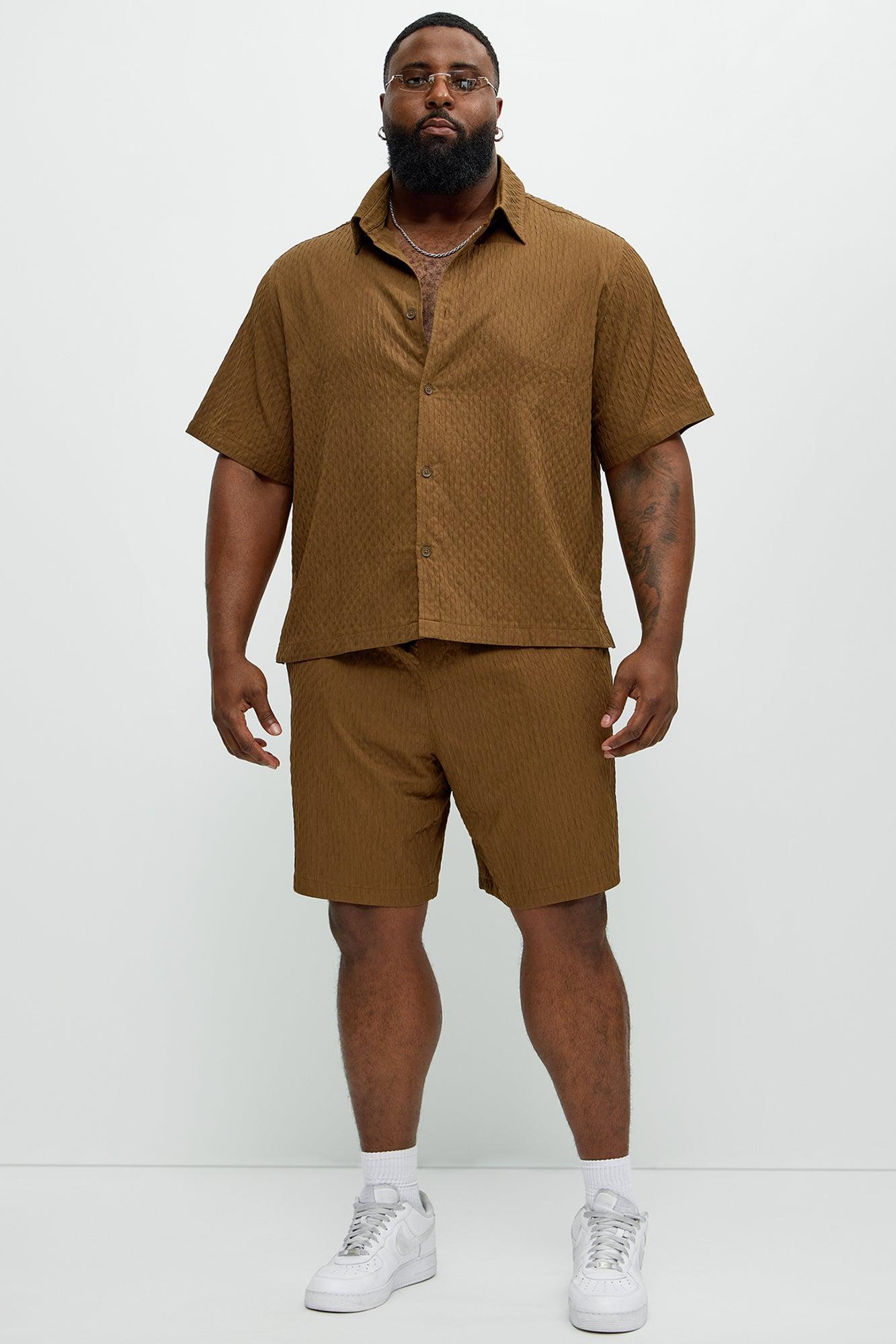 Mounce Textured Button Up Shirt - Brown Product Image