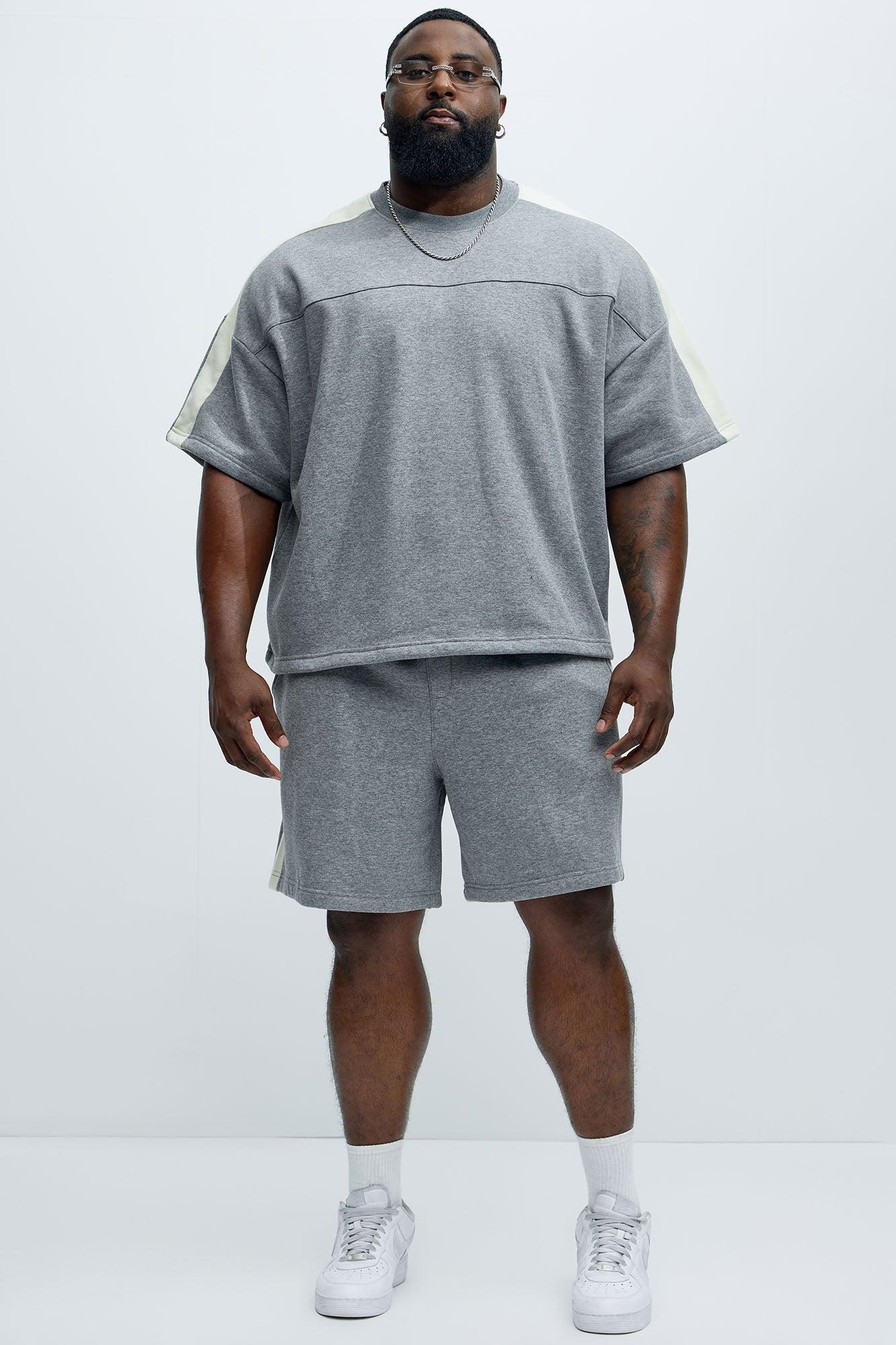 Tyson Oversized Heavyweight Striped Tee - Heather Grey Product Image